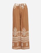j&x Pantaloni Maro din Viscoză cu Croială Largă cu Model Etnic Mileldi