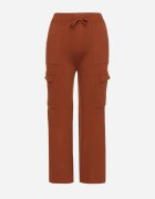 j&x Pantaloni Maro Tricotați cu croială largă cu elastic în talie și buzunare Emarissea