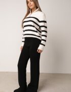 j&x Pantaloni negri căptușiți din tricot cu croi larg Miorea