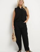 j&x Pantaloni Negri Clasici din bumbac cu elastic în talie Olozi