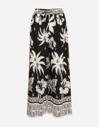 j&x Pantaloni Negri cu Model tropical și cu Picioare largi Emivelli