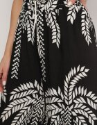 j&x Pantaloni negri largi din viscoză cu talie înaltă cu palmieri Bolritia