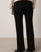 j&x Pantaloni Negri Reiați din Lână cu Croi Larg cu Talie Înaltă Reinnia