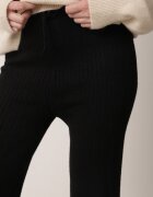 j&x Pantaloni Negri Reiați din Lână cu Croi Larg cu Talie Înaltă Reinnia