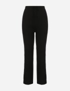 j&x Pantaloni Negri Reiați din Lână cu Croi Larg cu Talie Înaltă Reinnia