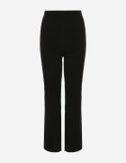 j&x Pantaloni Negri Reiați din Lână cu Croi Larg cu Talie Înaltă Reinnia