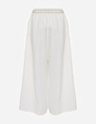 j&x Pantaloni palazzo largi din vâscoză cu talie înaltă și șnur Calamia Albi