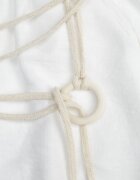 j&x Pantaloni palazzo largi din vâscoză cu talie înaltă și șnur Calamia Albi