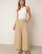 j&x Pantaloni palazzo largi din vâscoză cu talie înaltă și șnur Calamia Bej