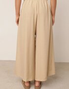 j&x Pantaloni palazzo largi din vâscoză cu talie înaltă și șnur Calamia Bej