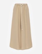 j&x Pantaloni palazzo largi din vâscoză cu talie înaltă și șnur Calamia Bej