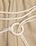 j&x Pantaloni palazzo largi din vâscoză cu talie înaltă și șnur Calamia Bej