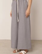 j&x Pantaloni palazzo largi din vâscoză cu talie înaltă și șnur Calamia Gri