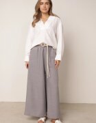 j&x Pantaloni palazzo largi din vâscoză cu talie înaltă și șnur Calamia Gri