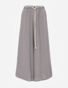 j&x Pantaloni palazzo largi din vâscoză cu talie înaltă și șnur Calamia Gri