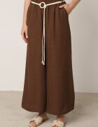 j&x Pantaloni palazzo largi din vâscoză cu talie înaltă și șnur Calamia Maro