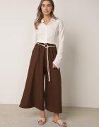 j&x Pantaloni palazzo largi din vâscoză cu talie înaltă și șnur Calamia Maro