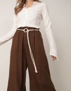 j&x Pantaloni palazzo largi din vâscoză cu talie înaltă și șnur Calamia Maro