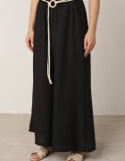 j&x Pantaloni palazzo largi din vâscoză cu talie înaltă și șnur Calamia Negri