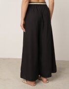 j&x Pantaloni palazzo largi din vâscoză cu talie înaltă și șnur Calamia Negri