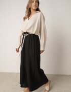 j&x Pantaloni palazzo largi din vâscoză cu talie înaltă și șnur Calamia Negri