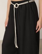 j&x Pantaloni palazzo largi din vâscoză cu talie înaltă și șnur Calamia Negri