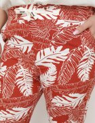 j&x Pantaloni Portocaliu-Alb cu Talie Înaltă cu Buzunare cu Imprimeu Floral Givona