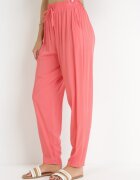 j&x Pantaloni Roz cu elastic încrețit în talie și șnur din viscoză Honori