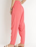 j&x Pantaloni Roz cu elastic încrețit în talie și șnur din viscoză Honori