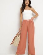 j&x Pantaloni Roz Largi cu Elastic în Talie Sliverta