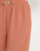 j&x Pantaloni Roz Largi cu Elastic în Talie Sliverta