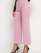 j&x Pantaloni Roz Largi cu talie înaltă și elastic în talie Decorați cu Zirconii Saviane