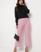 j&x Pantaloni Roz Largi cu talie înaltă și elastic în talie Decorați cu Zirconii Saviane
