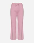 j&x Pantaloni Roz Largi cu talie înaltă și elastic în talie Decorați cu Zirconii Saviane