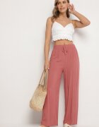 j&x Pantaloni Roz Viscoză Largi Cu Talie Înaltă Nairolla