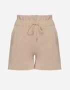 j&x Pantaloni scurți Bej din bumbac cu talie înaltă decorate cu volan și șnur Acreria