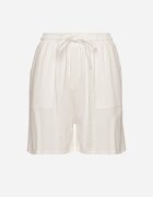 j&x Pantaloni scurți Bermude Albi din In și Viscoză cu Talie Înaltă Dorotiana