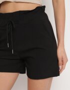 j&x Pantaloni scurți Negri din Bumbac cu Talie Înaltă Decorați cu Volan și Șnur Acreria
