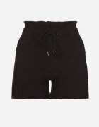 j&x Pantaloni scurți Negri din Bumbac cu Talie Înaltă Decorați cu Volan și Șnur Acreria