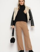 j&x Pantaloni Tricotați Bej închis Croi larg Cu elastic în talie și buzunare Emarissea