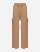 j&x Pantaloni Tricotați Bej închis Croi larg Cu elastic în talie și buzunare Emarissea