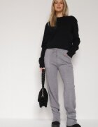 j&x Pantaloni Tricotati Gri cu Lână cu Buzunare Decorative Monilana