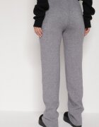 j&x Pantaloni Tricotati Gri cu Lână cu Buzunare Decorative Monilana