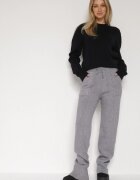 j&x Pantaloni Tricotati Gri cu Lână cu Buzunare Decorative Monilana