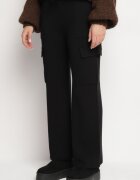 j&x Pantaloni Tricotați Negri cu croială largă cu elastic în talie și buzunare Emarissea