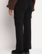 j&x Pantaloni Tricotați Negri cu croială largă cu elastic în talie și buzunare Emarissea