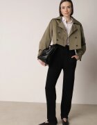 j&x Pantaloni Tricotați Negri cu Lână și Buzunare Decorative Monilana