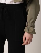 j&x Pantaloni Tricotați Negri cu Lână și Buzunare Decorative Monilana