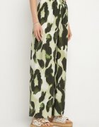 j&x Pantaloni verde deschis din Viscoză cu croi larg cu talie înaltă cu imprimeu leopard Zelmara