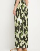 j&x Pantaloni verde deschis din Viscoză cu croi larg cu talie înaltă cu imprimeu leopard Zelmara